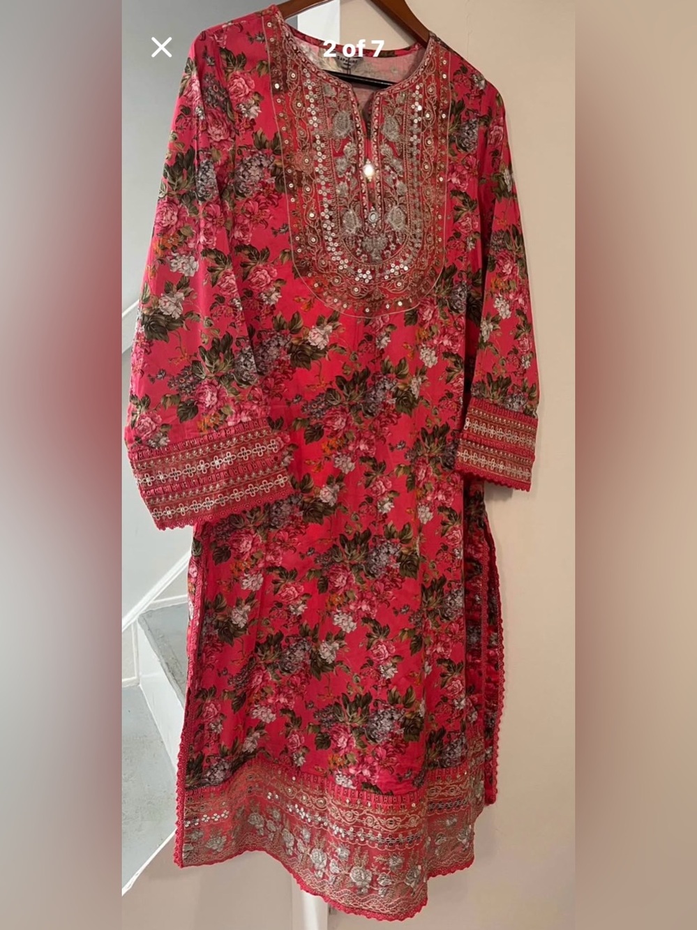 Pakistani embroidered long shirt.